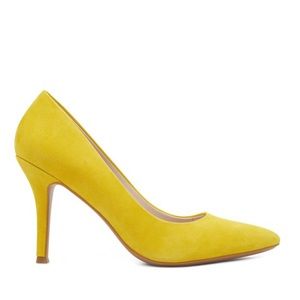 Nine West Yellow Suede Heels 7.5